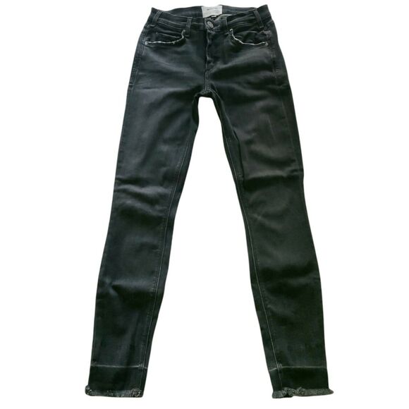 MCGUIRE Newton Crop Vintage skinny black distressed raw hem jeans Size 24 - Picture 1 of 8